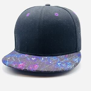 Wuke Black Snapback Hat With Galaxy Print Brim Adjustable Wookie Rave Festival